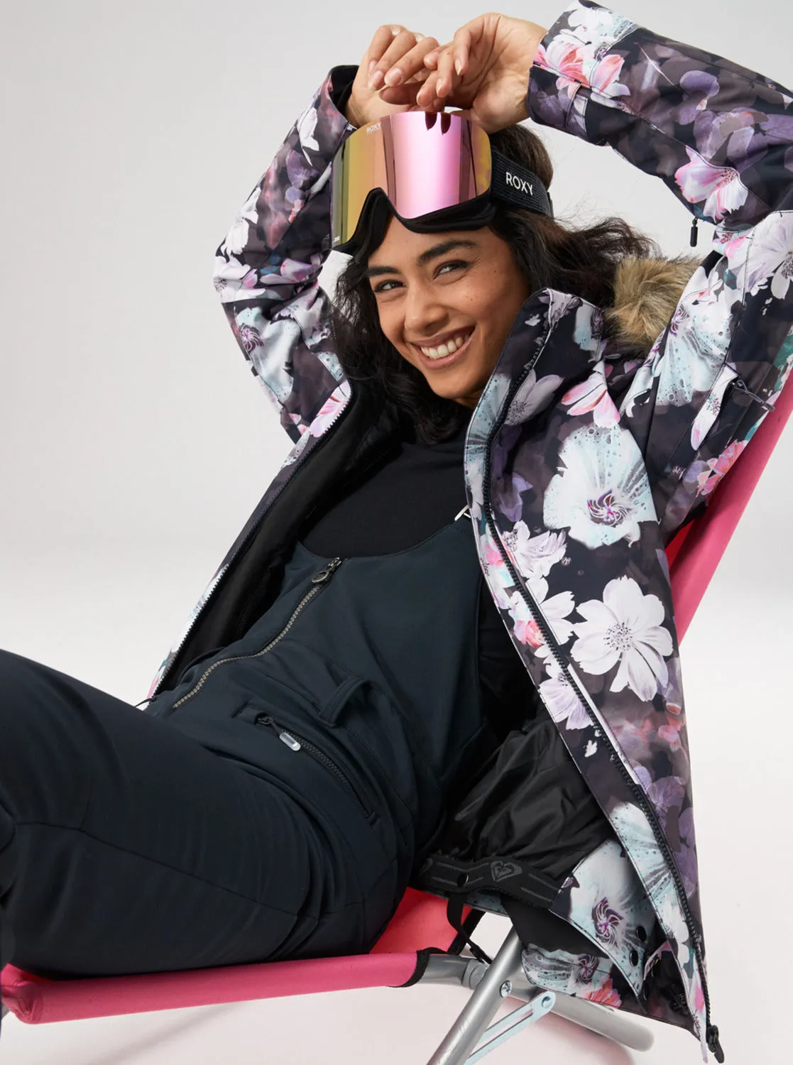 Jet Ski Technical Snow Jacket - True Black Blurry Flower