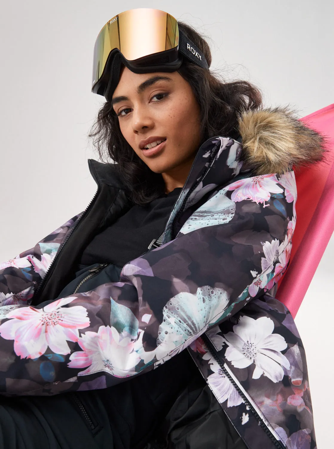 Jet Ski Technical Snow Jacket - True Black Blurry Flower