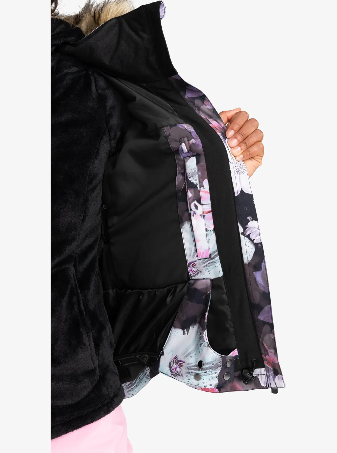 Jet Ski Technical Snow Jacket - True Black Blurry Flower