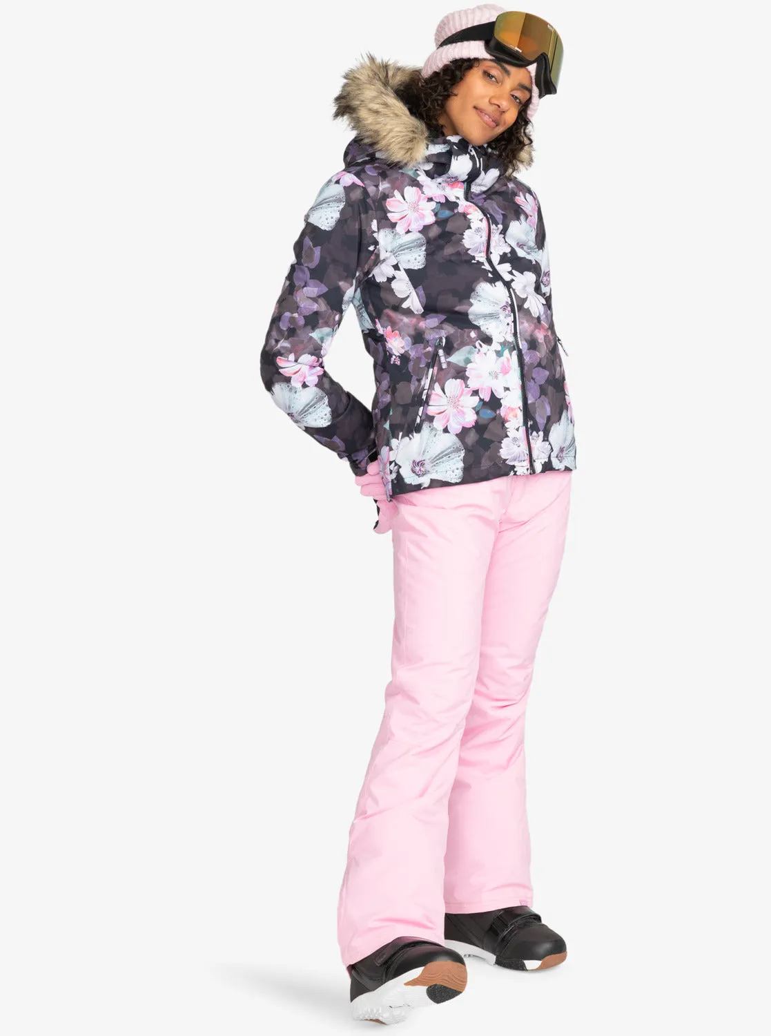 Jet Ski Technical Snow Jacket - True Black Blurry Flower