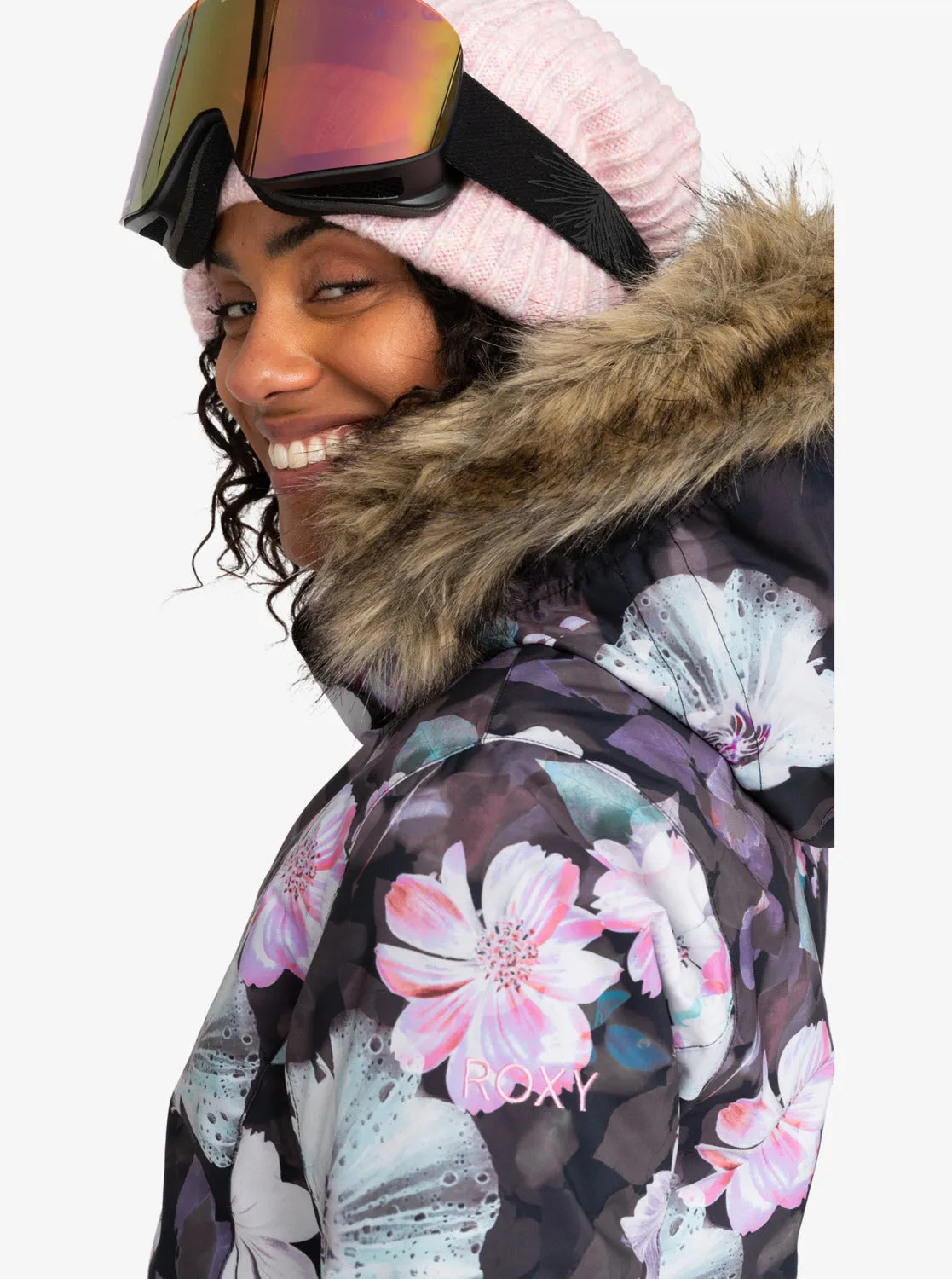 Jet Ski Technical Snow Jacket - True Black Blurry Flower