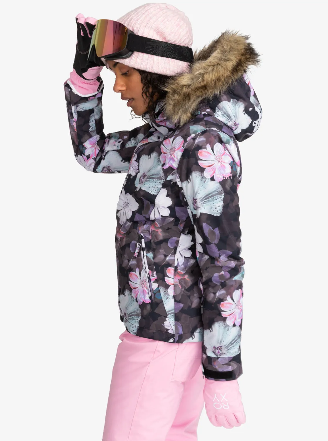 Jet Ski Technical Snow Jacket - True Black Blurry Flower