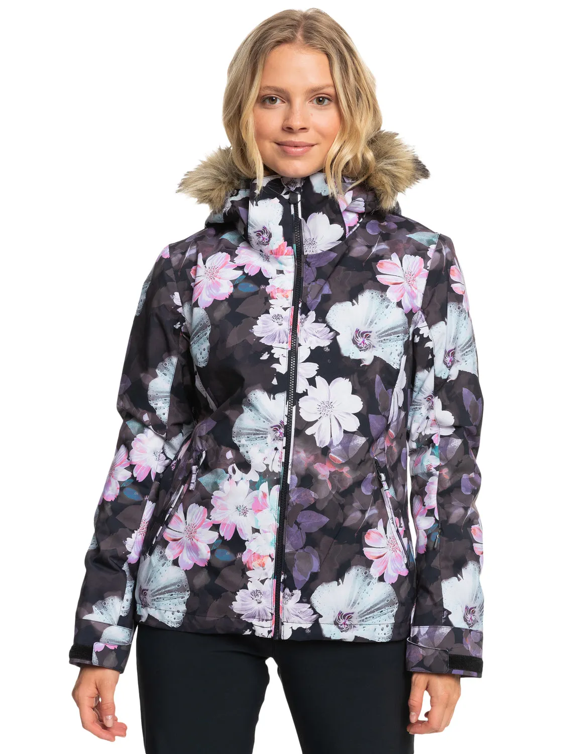 Jet Ski Technical Snow Jacket - True Black Blurry Flower