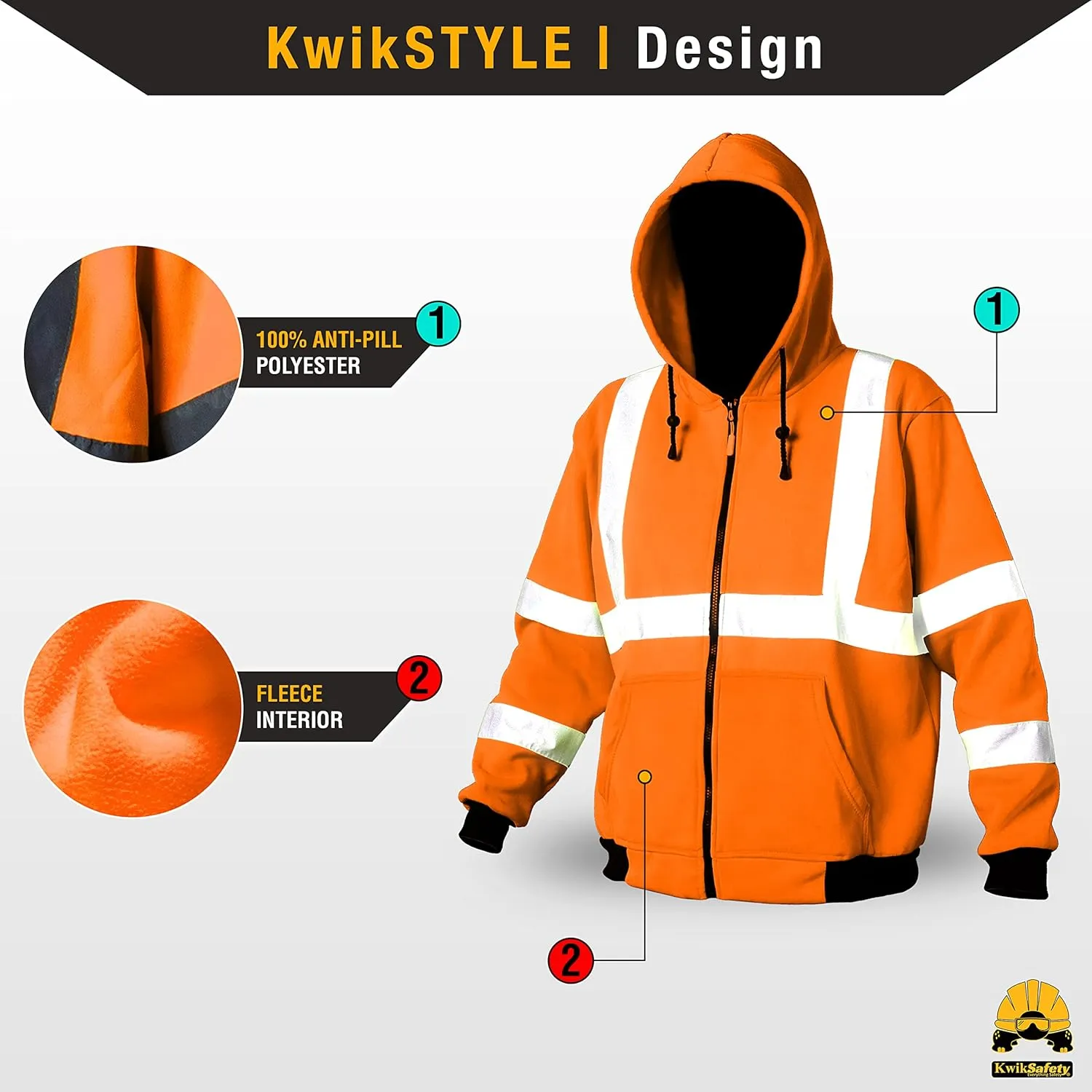 KwikSafety - Charlotte, NC - Men's Fleece Safety Hoodie | PPE Hi Vis Reflective Work Jackets