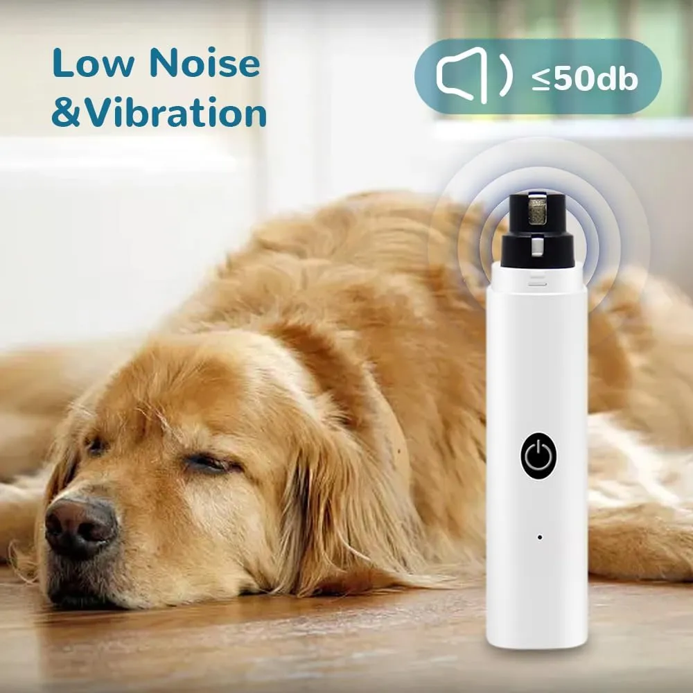 LED Light Pet Electric Nail Grinder,2024 Newest Rechargeable Dog Nail Grinder, Dog Nail Trimmers and Clippers Kit for Small Large Dogs Cats Toenail Claw Grooming (White*1)