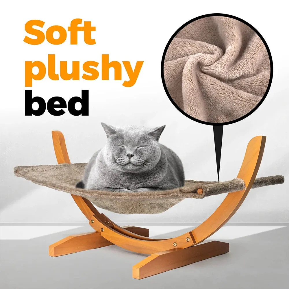 Luxury Cat Hammock Bed | Large Soft Plush Mat | Small Dog Anti-Sway Perch | Attractive Sturdy Wood Construction | Pet Toys | Alo Trendy