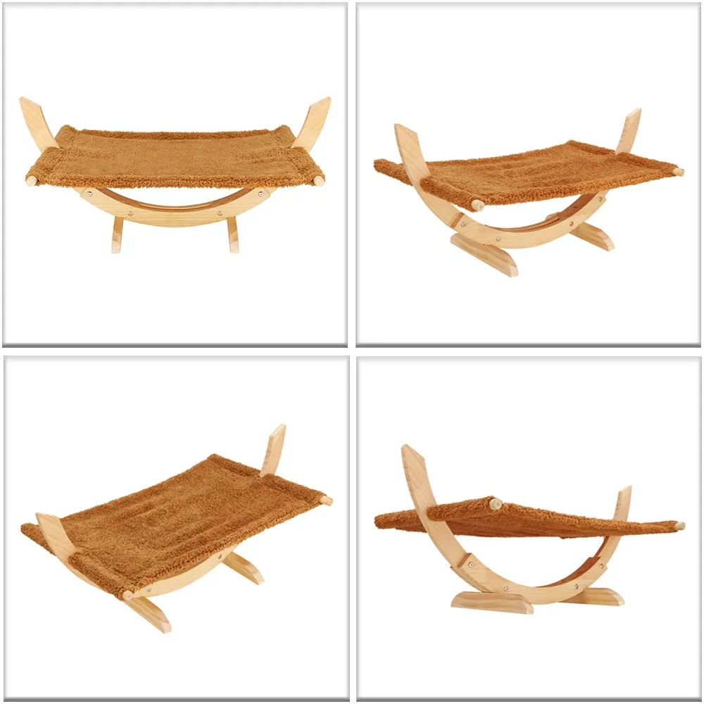 Luxury Cat Hammock Bed | Large Soft Plush Mat | Small Dog Anti-Sway Perch | Attractive Sturdy Wood Construction | Pet Toys | Alo Trendy