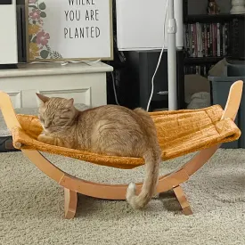 Luxury Cat Hammock Bed | Large Soft Plush Mat | Small Dog Anti-Sway Perch | Attractive Sturdy Wood Construction | Pet Toys | Alo Trendy