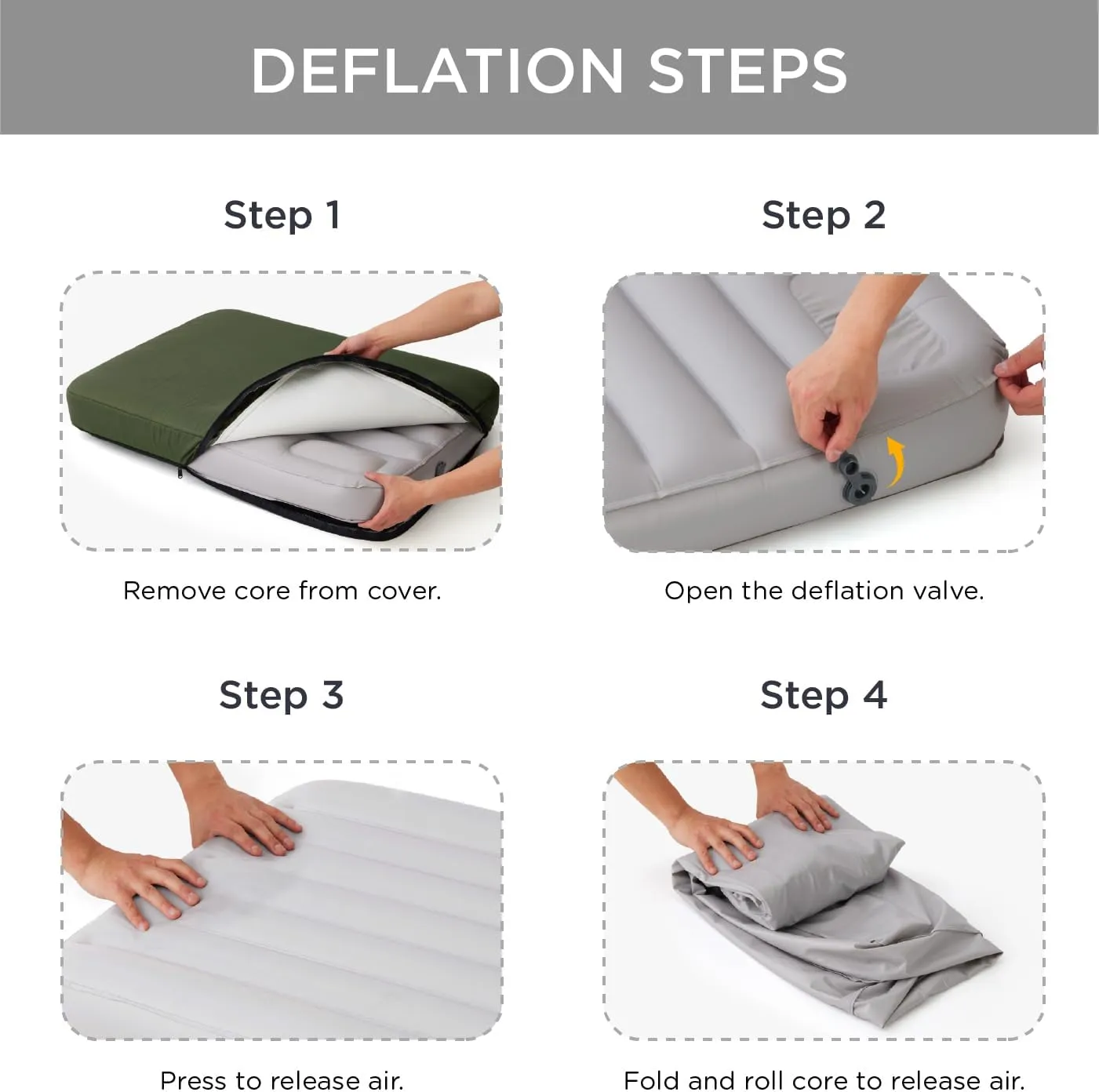 Made4Pets Outdoor Dog Bed Waterproof Inflatable  Self-Inflating Travel Pet Bed for Small to Medium Dogs, Foldable & Portable Crate Mat with Built-in Pump, Durable Oxford Fabric, Grey, 36"x27"x4"