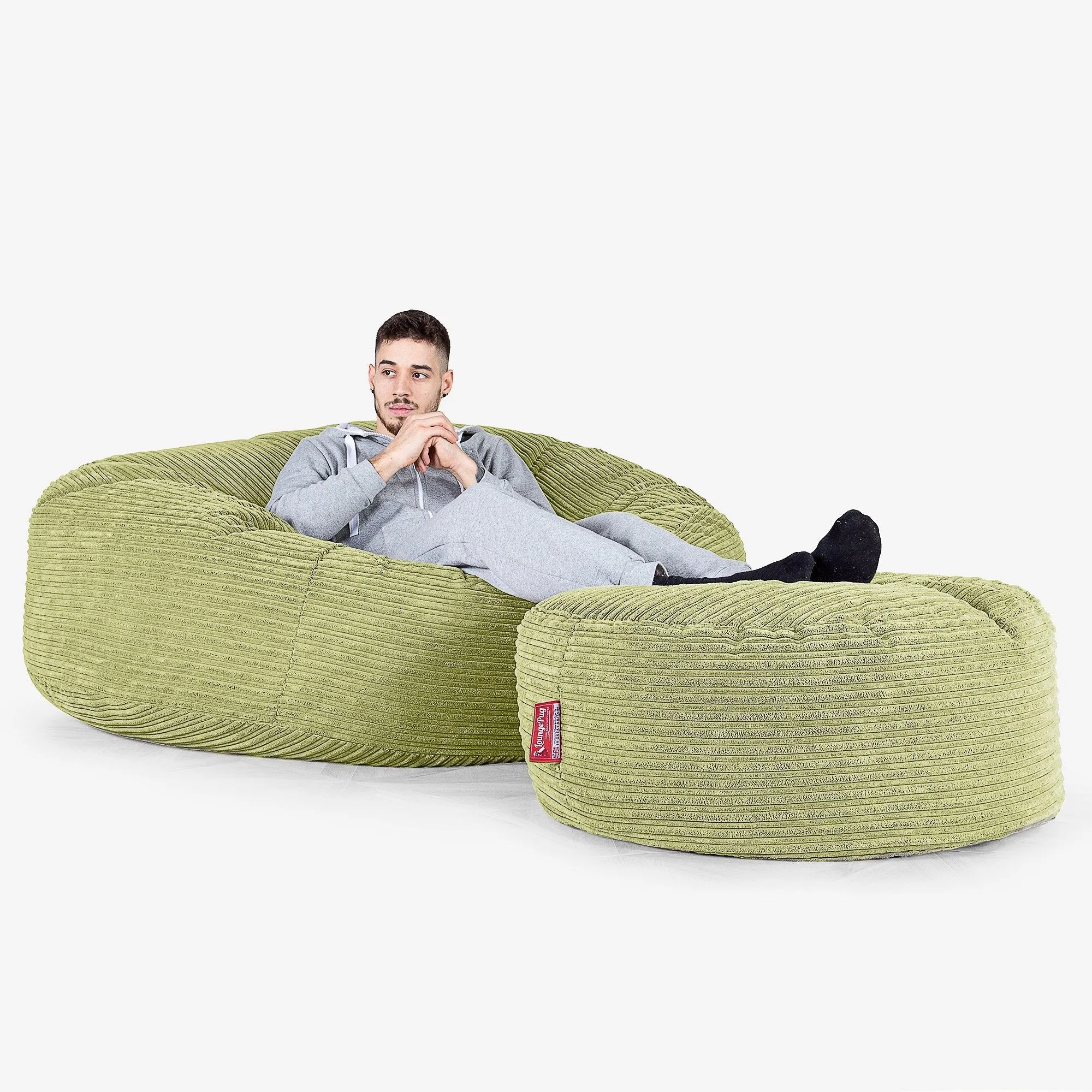 Mega Mammoth Bean Bag Sofa - Cord Lime Green