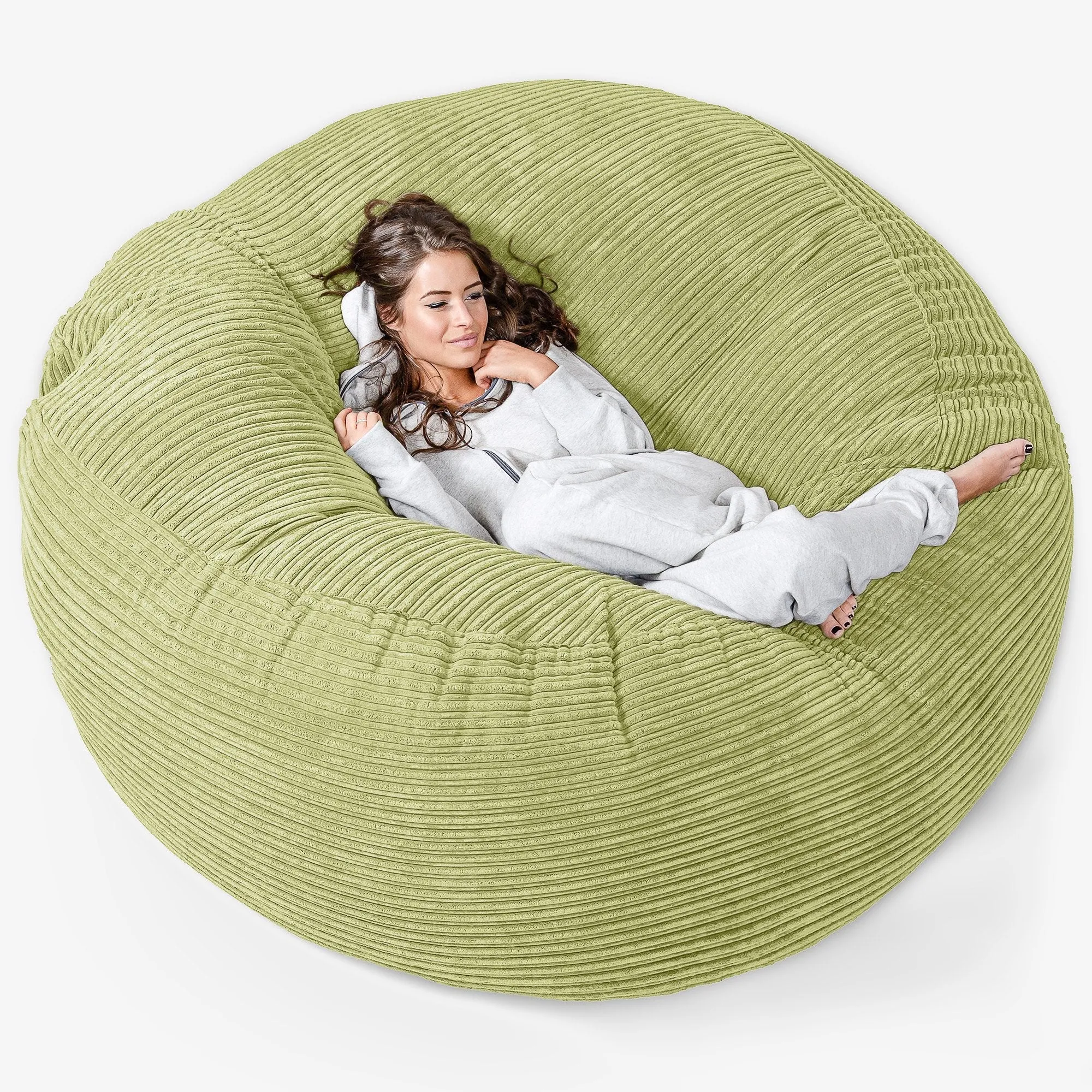 Mega Mammoth Bean Bag Sofa - Cord Lime Green