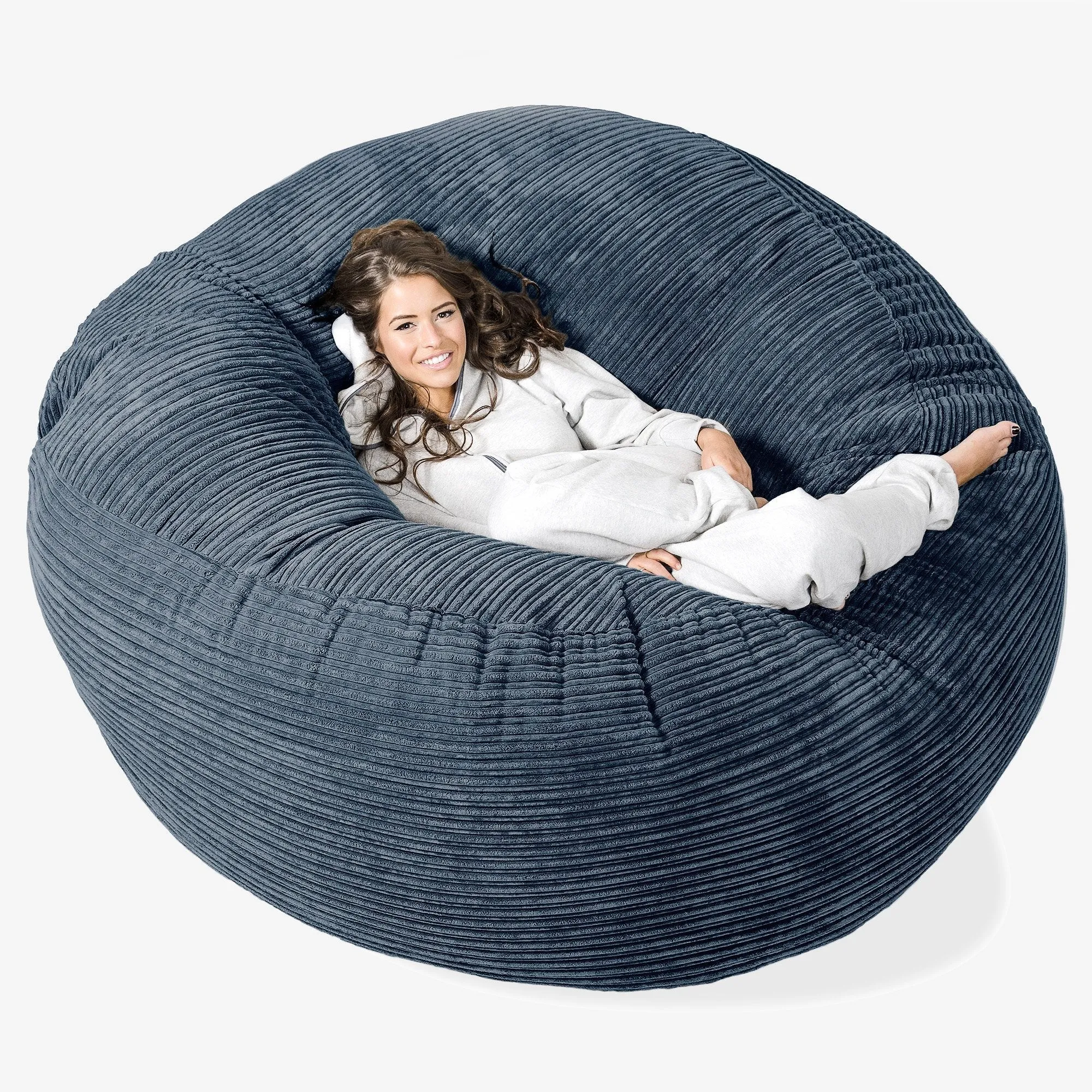 Mega Mammoth Bean Bag Sofa - Cord Navy Blue