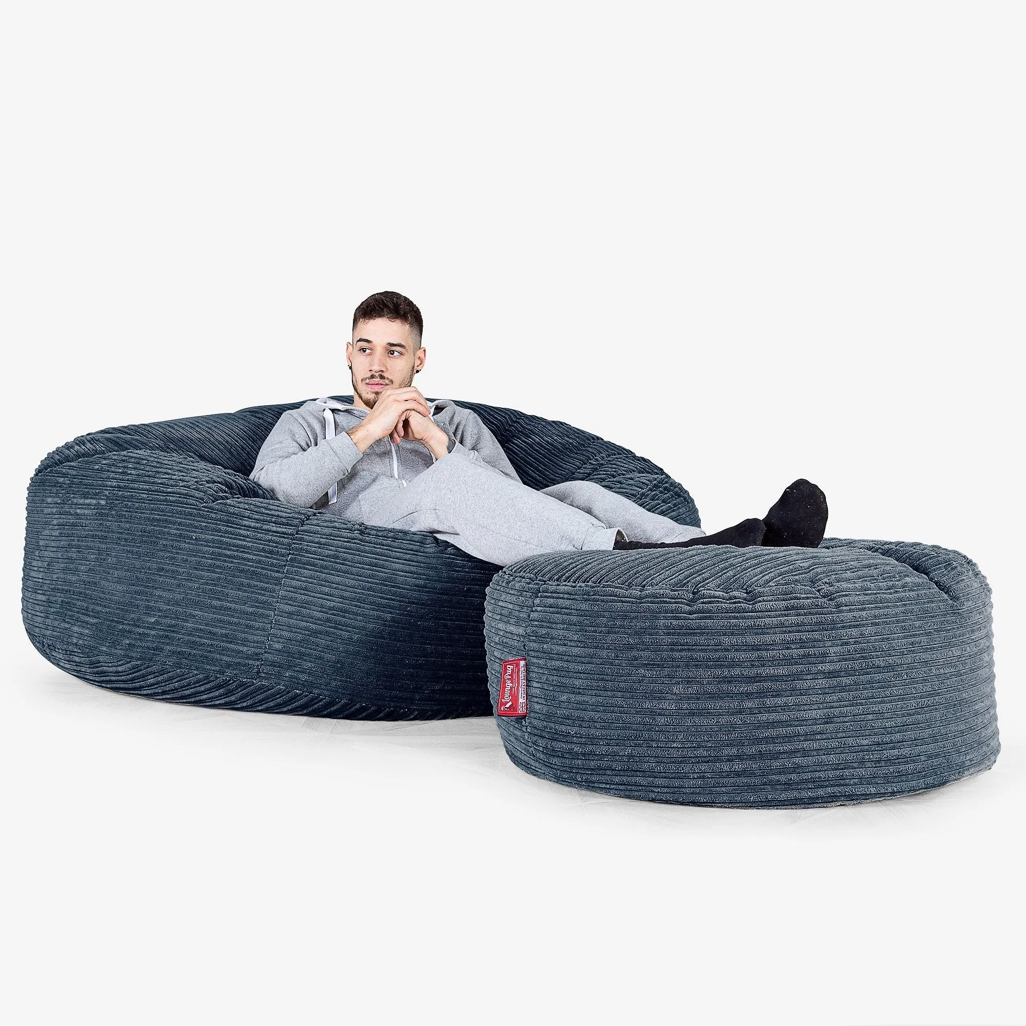 Mega Mammoth Bean Bag Sofa - Cord Navy Blue