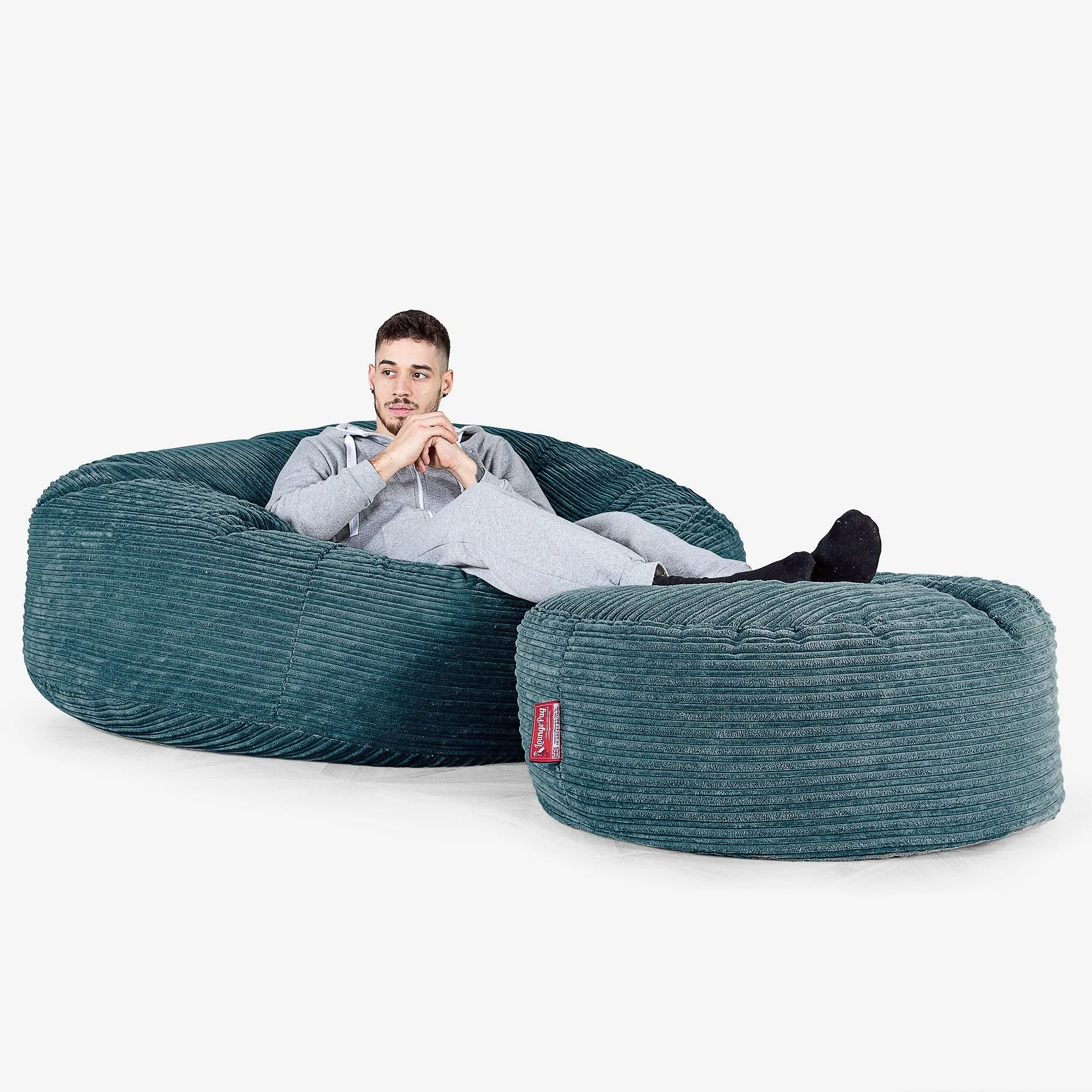 Mega Mammoth Bean Bag Sofa - Cord Teal Blue