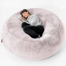 Mega Mammoth Bean Bag Sofa - Fluffy Faux Fur Rabbit Dusty Pink