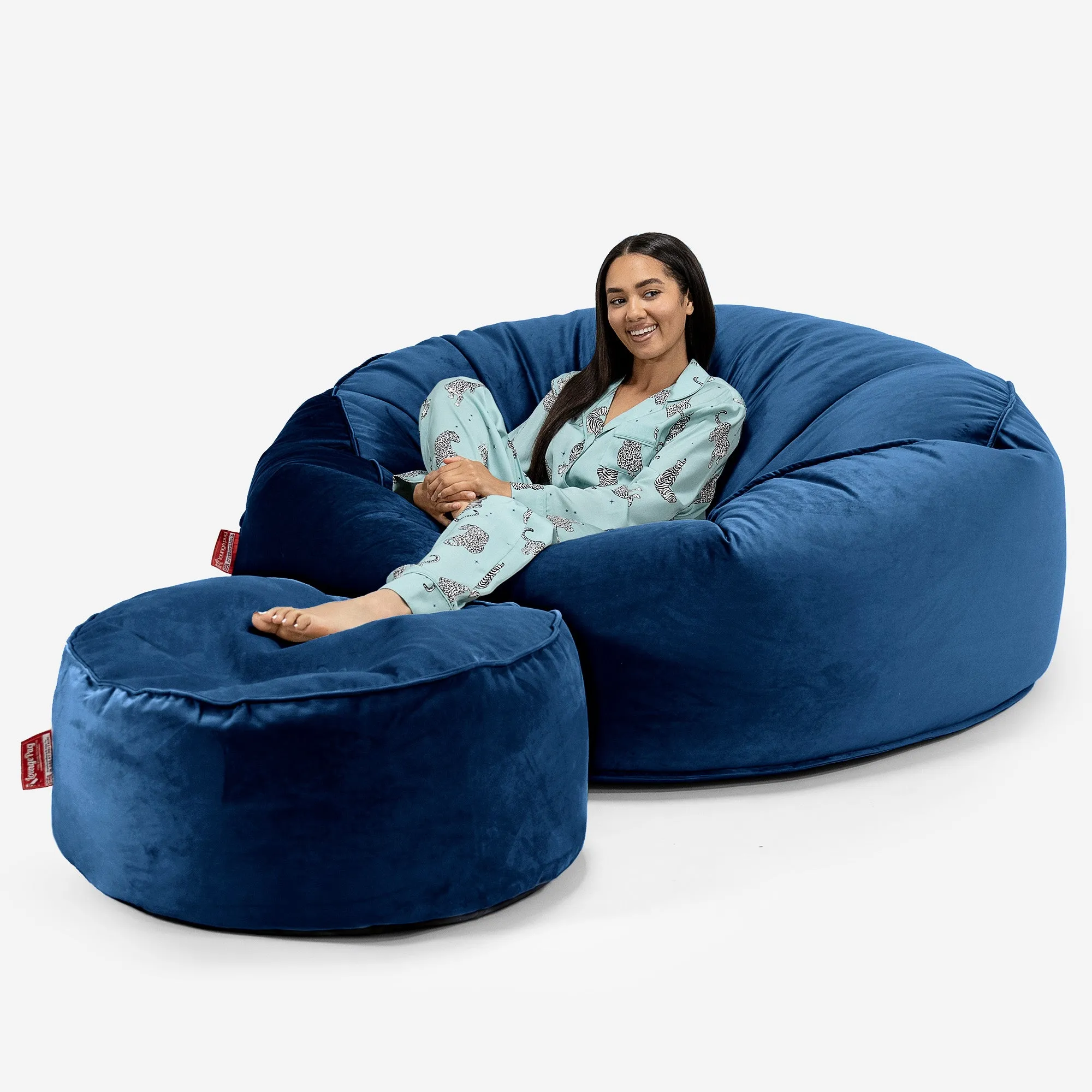 Mega Mammoth Bean Bag Sofa - Velvet Midnight Blue