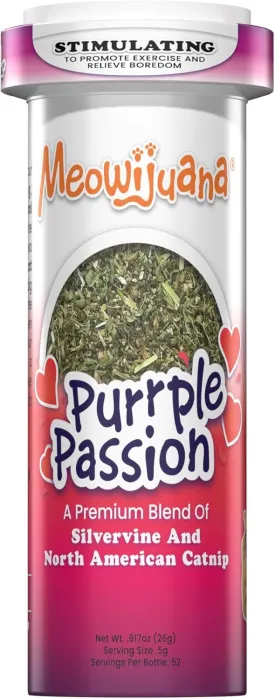 Meowijuana Purrple Passion - Premium Silvervine and Catnip Blend - Purrfect Gift For Cats, Kitties, Felines, and Cat Lovers