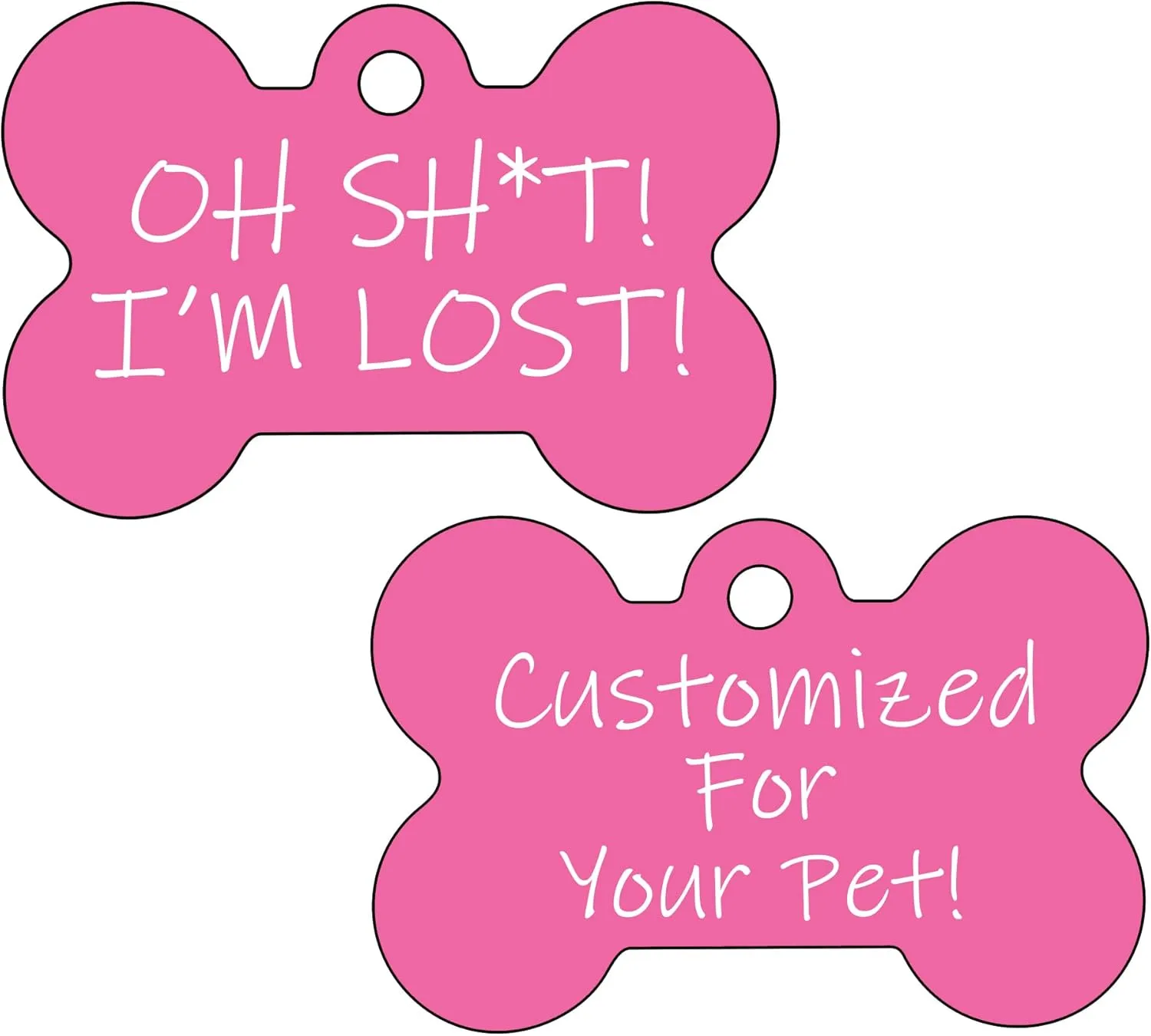 Oh Shit Im Lost Custom Double Sided Pet Id Dog Tag Personalized for Your Pet (Pink)
