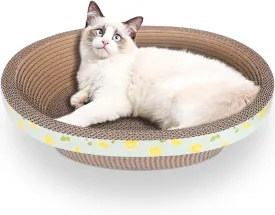Oval Cardboard Cat Scratcher Bed Lounger Couch for Indoor Cats, Corrugated Cat Scratching Pad Box Durable, Cat Scratch Lounge Furniture Protection (17.32 Inch)