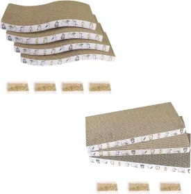 PatiencET 4 Pack and 3 Pack Cat Scratcher Pad Recycle Corrugated Cat Scratching Pad Type S Cat Scratch Pad Lounger