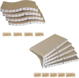 PatiencET 4 Pack and 5 Pack Cat Scratcher Pad Recycle Corrugated Cat Scratching Pad Type S Cat Scratch Pad Lounger