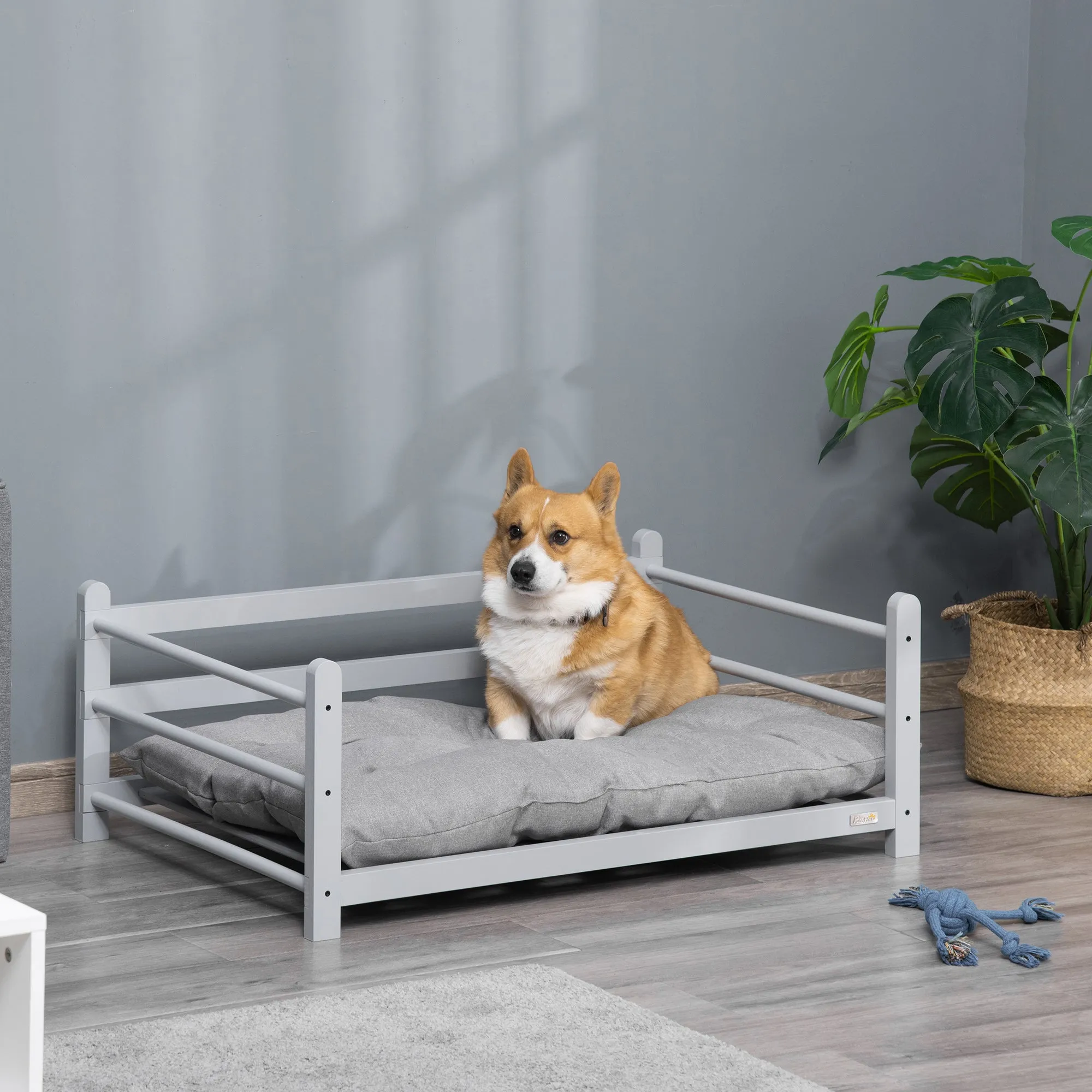 PawHut 95cm Raised Pet Bed Elevated Dog bed For Medium Sized Dogs Cushion