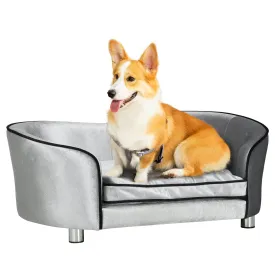 PawHut Dog Sofa Pet Chair, Kitten Bed Couch w/ Wooden Frame, Removable Cushion