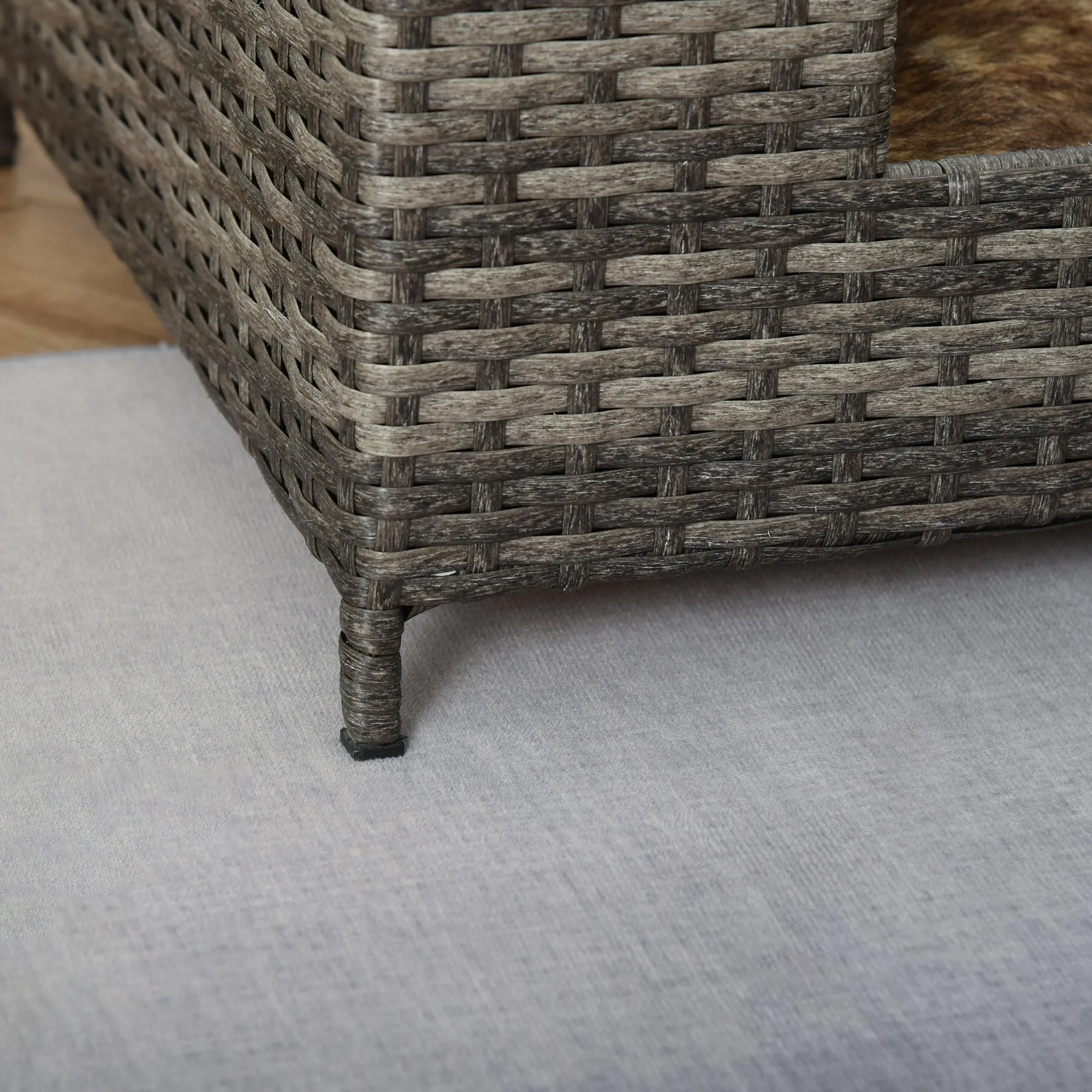 PawHut Rattan Dog Sofa w/ Removable Soft Cushion Indoor Outdoor Use - Grey