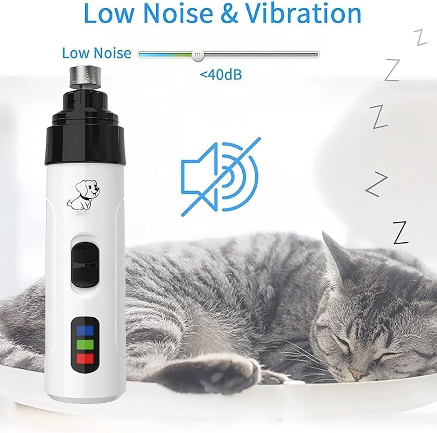 Rechargeable USB Charging Pet Nail Grinder, Electric Dog Nail Clippers, Cordless Silent Trimmer for Dogs, Waterproof Painless Dog Nails Clippers, Pet Paws Grooming Smoothing Tool (3PCS)
