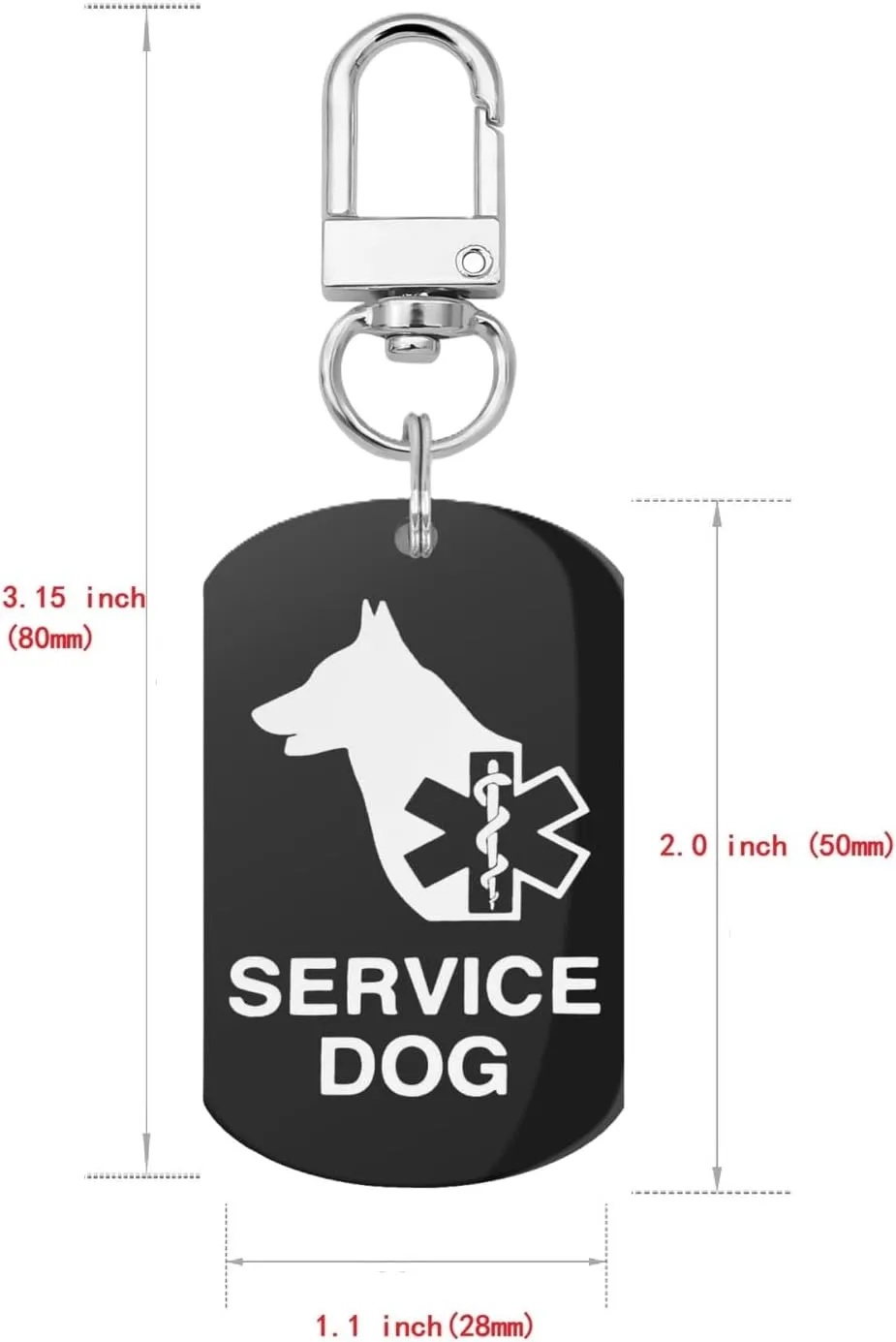 Service Dog Patches 2Pcs, Servcie Dog ID Tag Easily Attach to Collar, Vest, Harness (Black Rectangular-1)