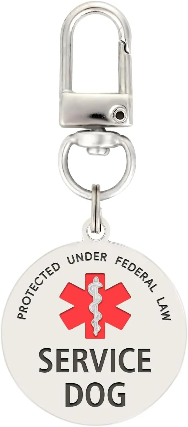 Service Dog Tag Easily Attach to Dog Collar, Harness, Vest (Small)