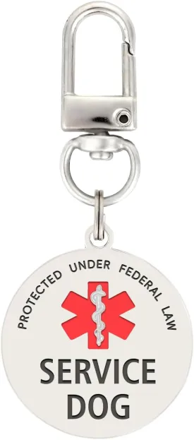 Service Dog Tag Easily Attach to Dog Collar, Harness, Vest (Small)