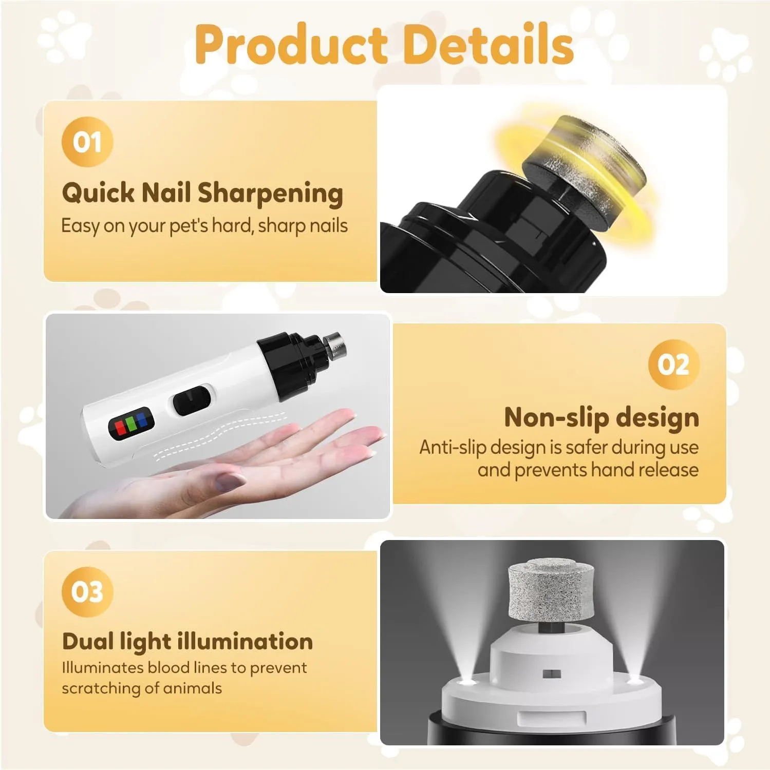 Silent Groom Pro Nail Grinder, Silent Groom Pro, 2025 New Heusom Silent Groom Pro Nail Grinder, USB Rechargeable Pet Nail Grinder, Dog Nail Trimmers, Pet Paws Grooming Smoothing Tool (F)