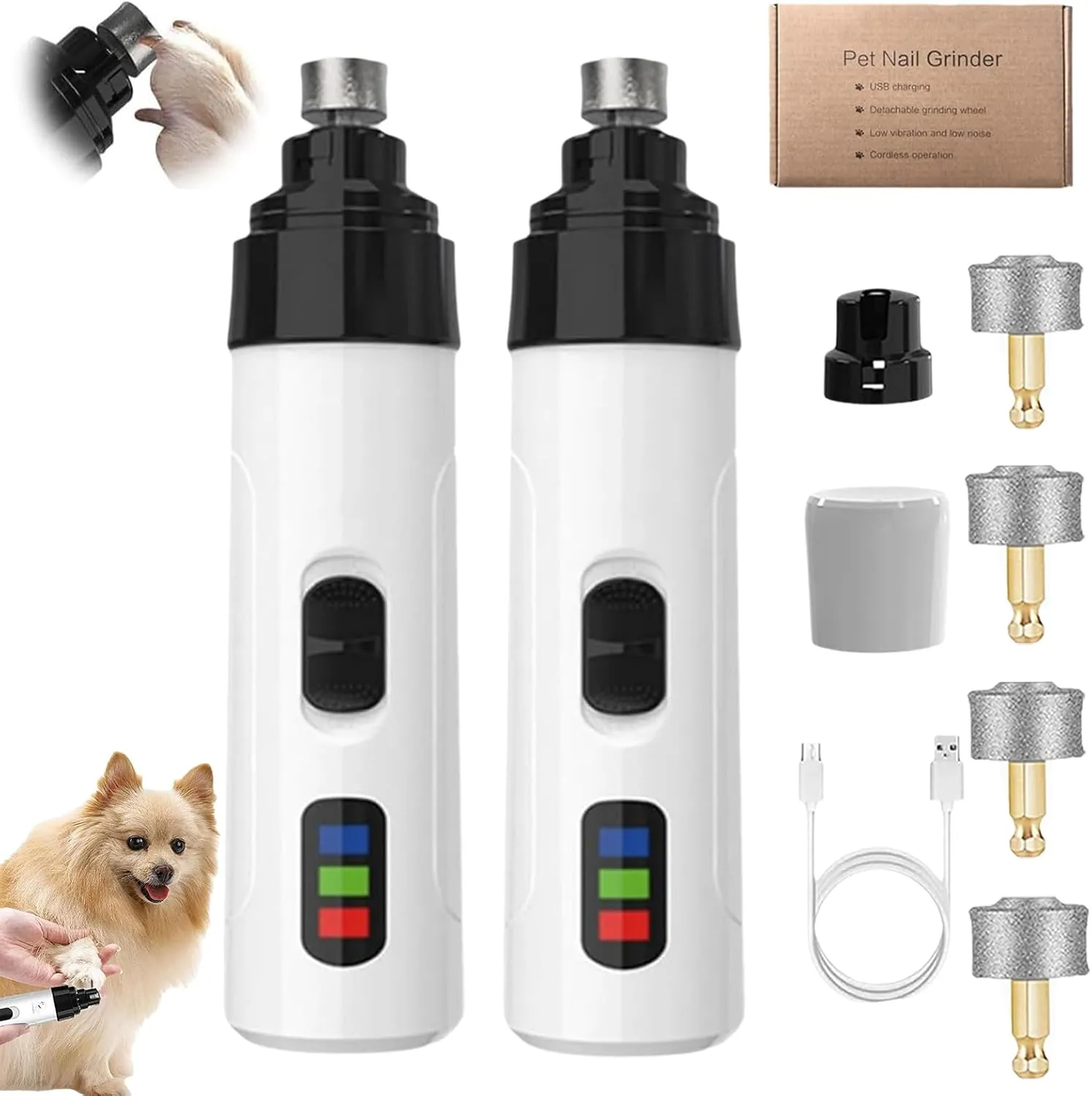 Silent Groom Pro Nail Grinder, Silent Groom Pro, 2025 New Heusom Silent Groom Pro Nail Grinder, USB Rechargeable Pet Nail Grinder, Dog Nail Trimmers, Pet Paws Grooming Smoothing Tool (F)