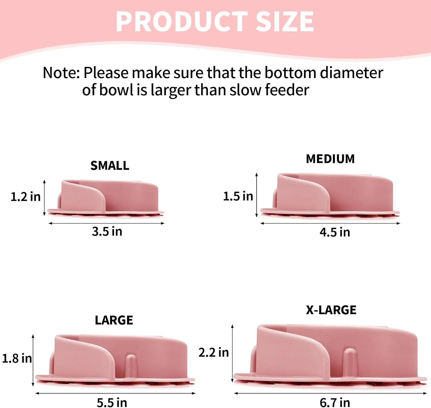 Slow Feeder Dog Bowls Insert, Bestalk Soft Silicone Slow Eating Feeder Insert with Suction Cups for Small, Medium and Large Dogs, Fit into Basic and Elevated Dog Bowls, Pink