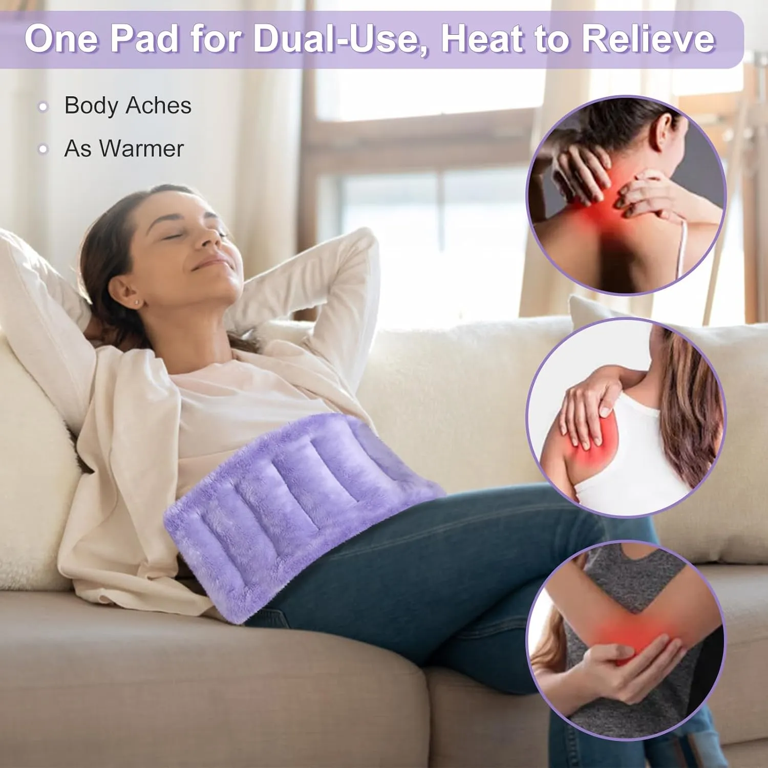 SuzziPad Microwave Heating Pad for Discomfort Reducing, 7x16 Microwavable Heated Pads, Muscle Ache, Soothing Fatigue for Neck and Shoulder, Bean Bag Moist Heat Pack, Warm Compress, 1.74lb, Purple