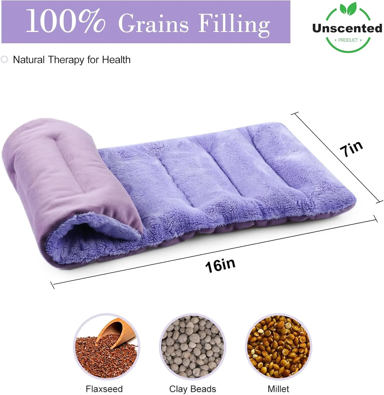 SuzziPad Microwave Heating Pad for Discomfort Reducing, 7x16 Microwavable Heated Pads, Muscle Ache, Soothing Fatigue for Neck and Shoulder, Bean Bag Moist Heat Pack, Warm Compress, 1.74lb, Purple