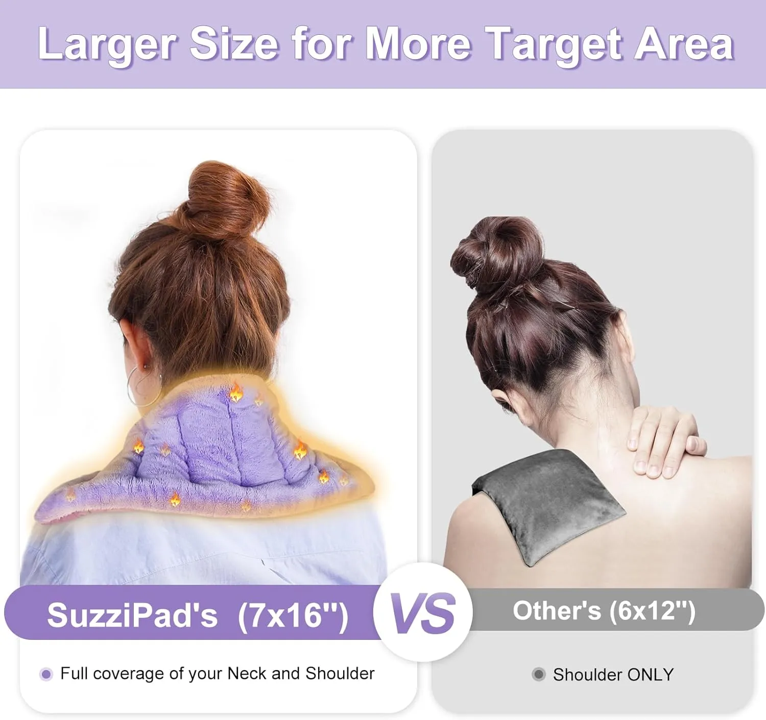 SuzziPad Microwave Heating Pad for Discomfort Reducing, 7x16 Microwavable Heated Pads, Muscle Ache, Soothing Fatigue for Neck and Shoulder, Bean Bag Moist Heat Pack, Warm Compress, 1.74lb, Purple