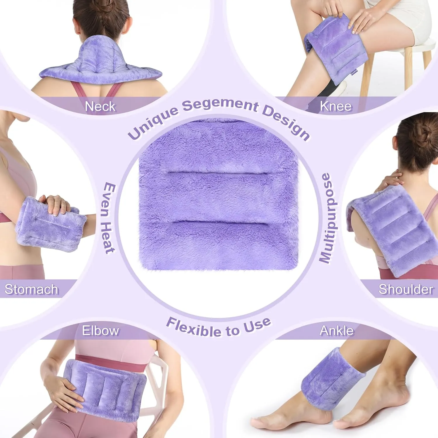 SuzziPad Microwave Heating Pad for Discomfort Reducing, 7x16 Microwavable Heated Pads, Muscle Ache, Soothing Fatigue for Neck and Shoulder, Bean Bag Moist Heat Pack, Warm Compress, 1.74lb, Purple