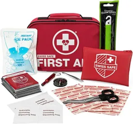 Swiss Safe 2-in-1 First Aid Kit for Car, Travel & Home, Businesses - Bonus Mini Kit for Medical Emergency Aid, Survival, Camping - FSA & HSA Eligible - 120 32 Pcs, Small Travel FAK Swiss Safe 2-in-1 First Aid Kit for Car, Travel & Home, Businesses - Bonus Mini Kit for Medical Emergency Aid, Survival, Camping - FSA & HSA Eligible - 120 32 Pcs, Small Travel FAK
