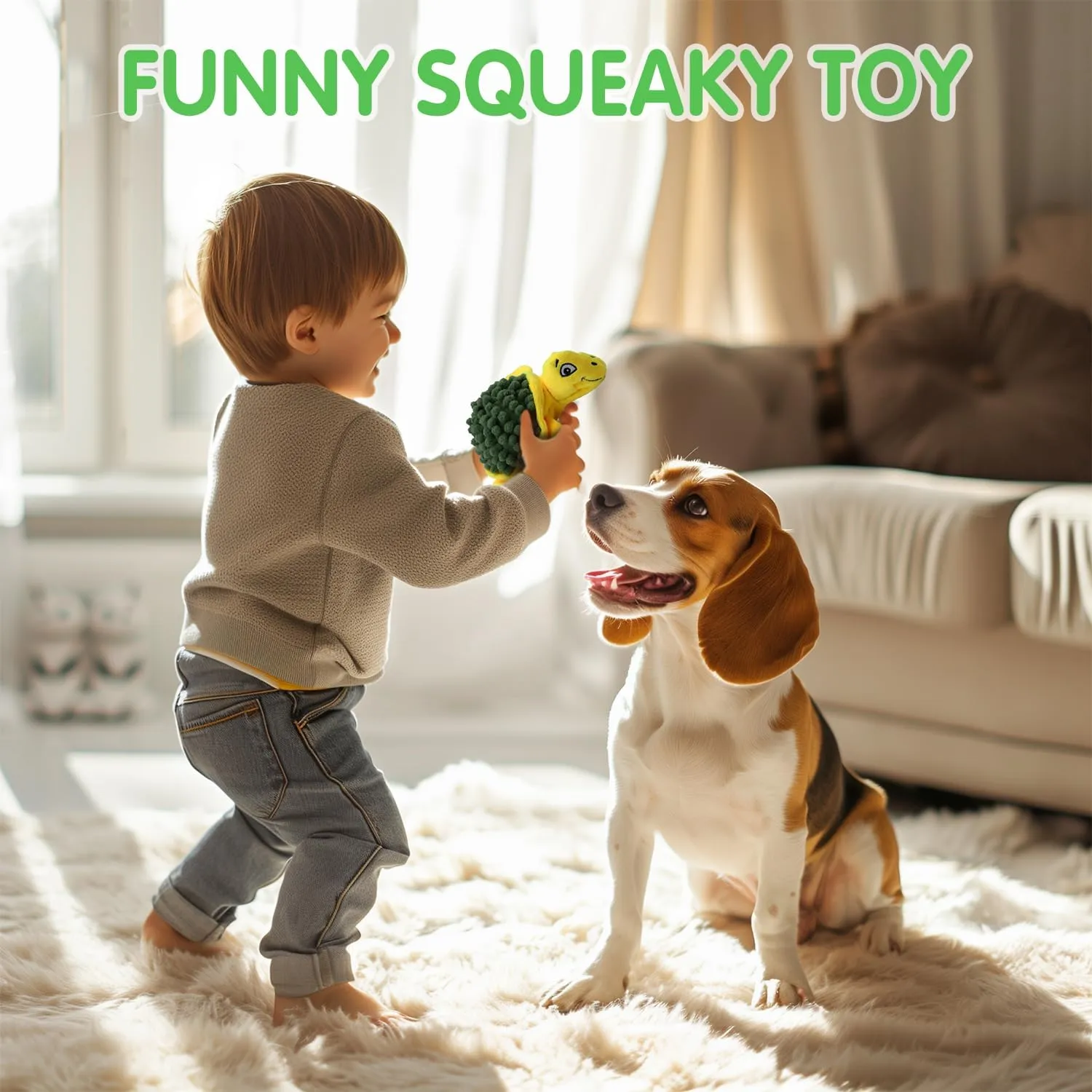 Turtle Small Dog Squeaky Toys with Ball - Loud 2-in-1 Plush Interactive Toy, BPA-Free Rubber Core, Non-Toxic Chew Toy for Teeth Cleaning, Ideal for Small and Medium Breeds