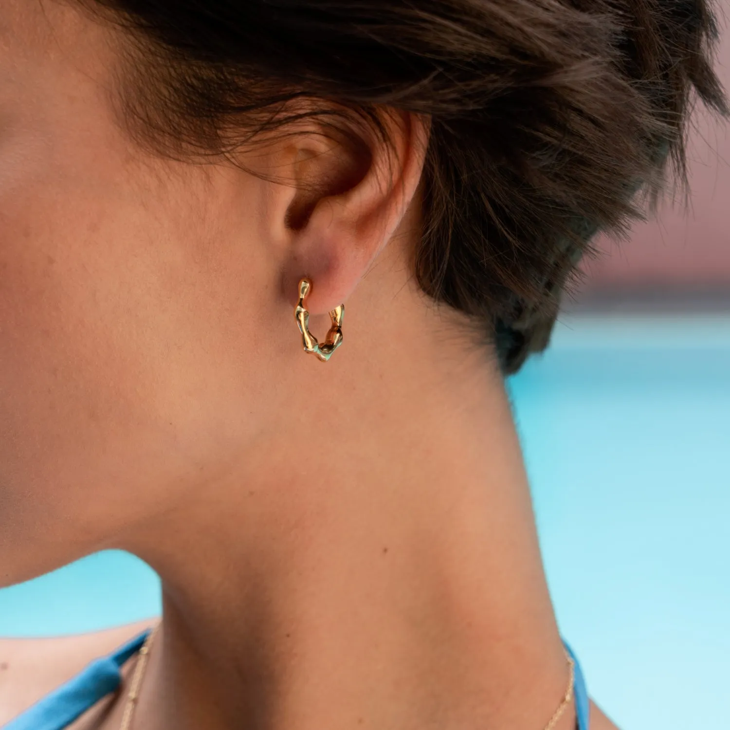 Waterfall Hinged Huggie Hoops