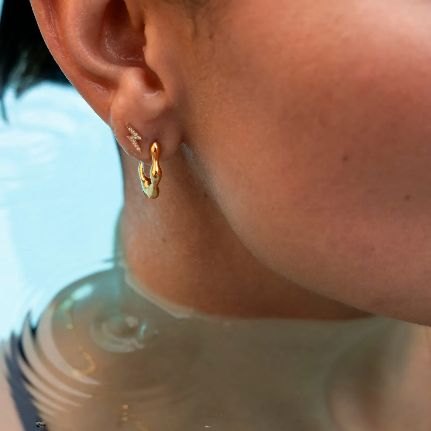 Waterfall Hinged Huggie Hoops