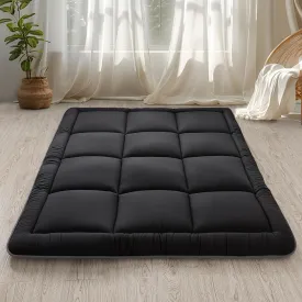 WhatsBedding Japanese Floor Mattress Futon Mattress 3" Black Tatami Mat Shredded Memory Foam Filled Sleeping Pad, Foldable & Portable Roll Up Lounger Camping Bed for Kids and Adult,Twin Size 39"x 80"